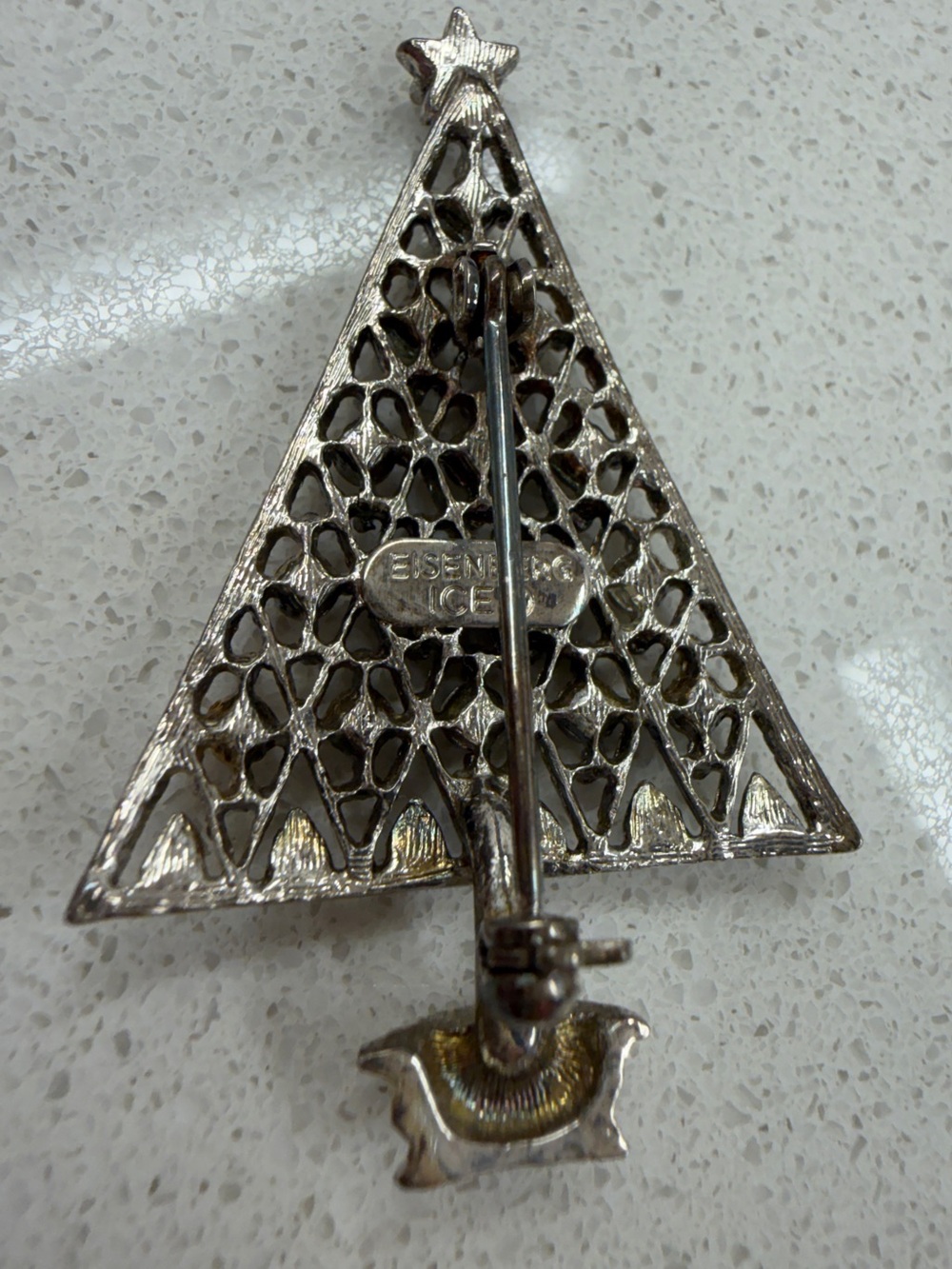 EISENBERG Ice Sparkling Silver Rhinestone Tree Pin - Picture 6 of 6